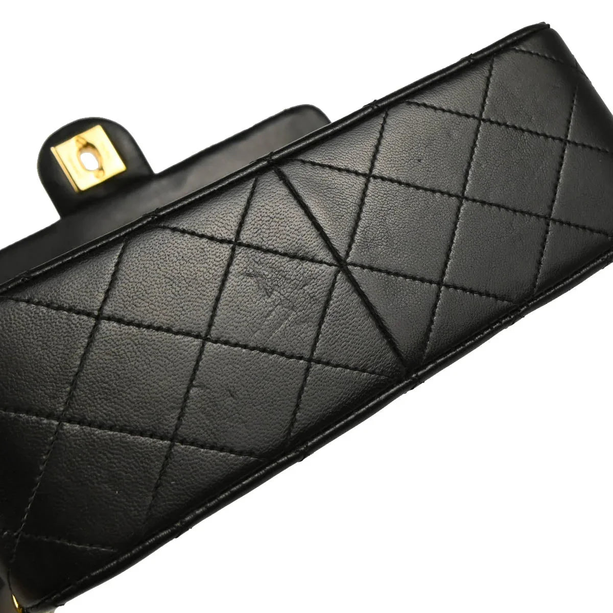 Chanel Black Lambskin Classic Square Flap Shoulder Bag
