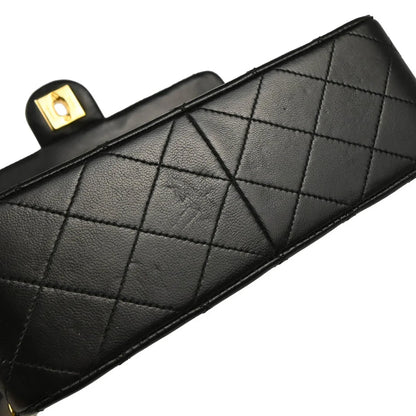 Chanel Black Lambskin Classic Square Flap Shoulder Bag