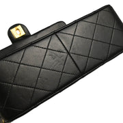 Chanel 1989-1991 Black Lambskin Classic Square Flap Shoulder Bag