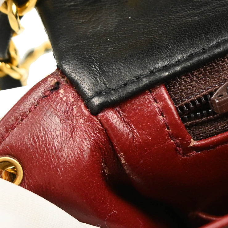 Chanel 1989-1991 Black Lambskin Classic Square Flap Shoulder Bag