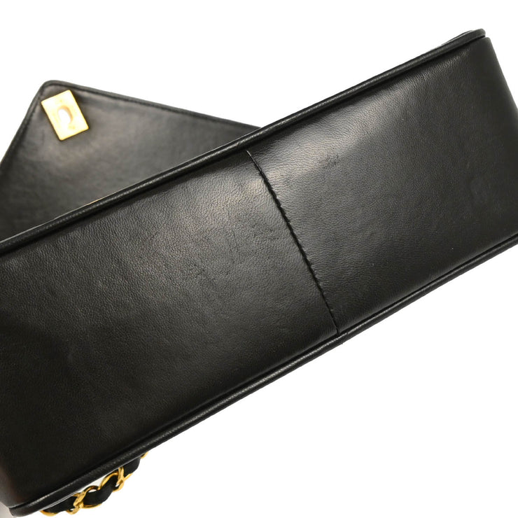 Chanel 1991-1994 Black Lambskin Chevron Shoulder Bag