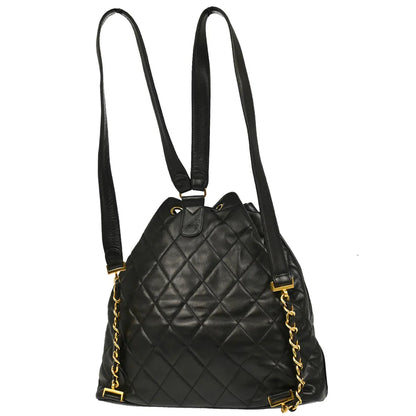 Chanel Black Lambskin Drawstring Backpack
