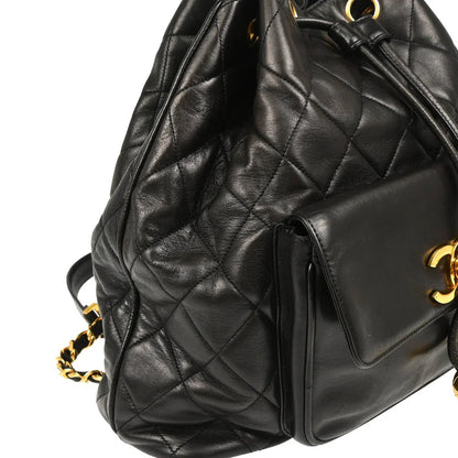 Chanel Black Lambskin Drawstring Backpack