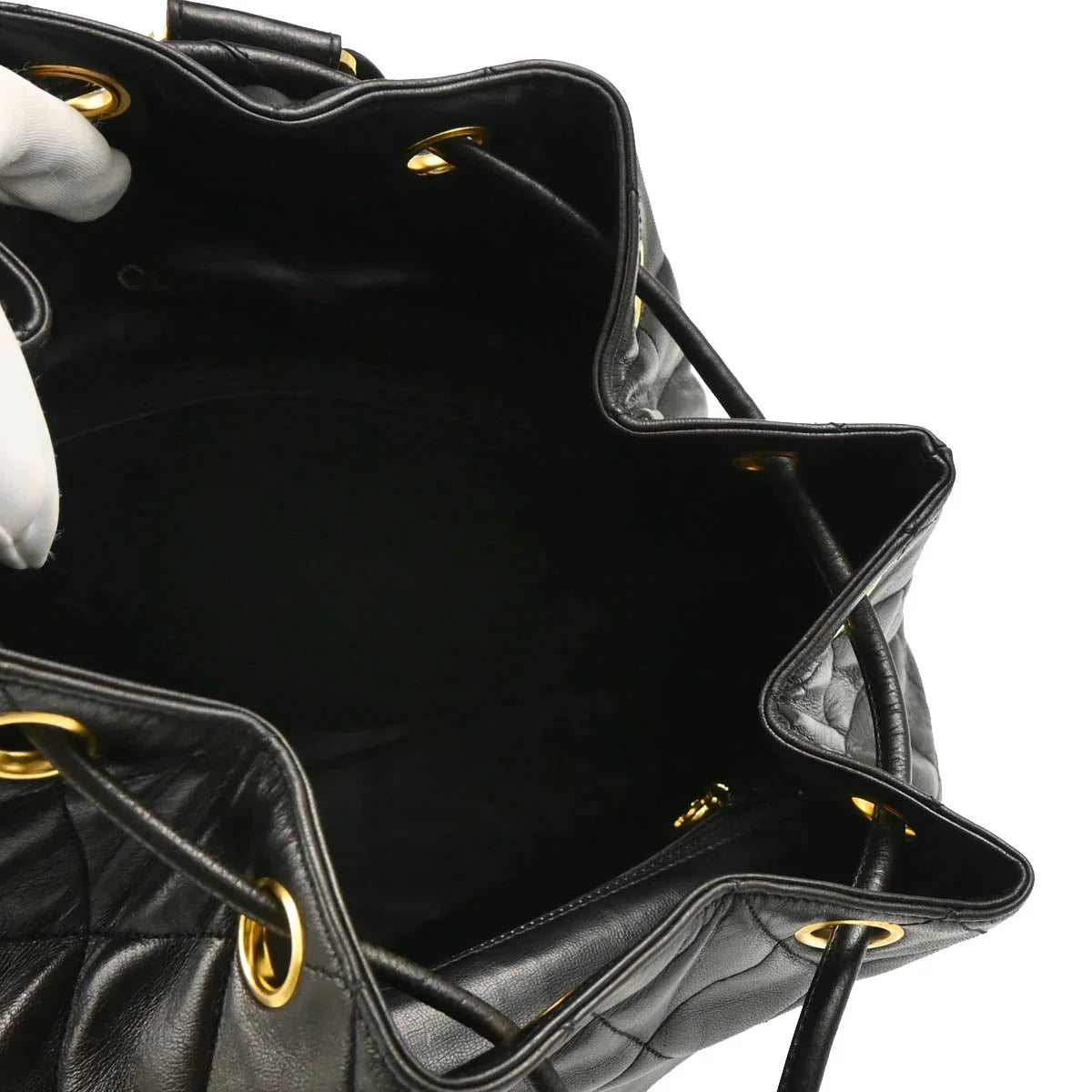 Chanel Black Lambskin Drawstring Backpack