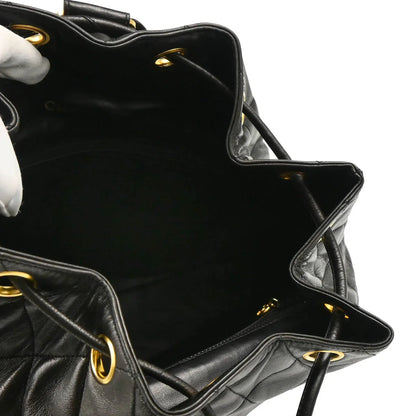 Chanel Black Lambskin Drawstring Backpack