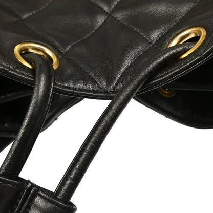 Chanel Black Lambskin Drawstring Backpack