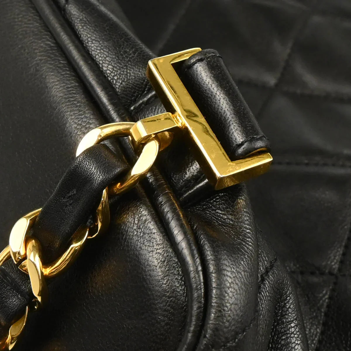 Chanel Black Lambskin Drawstring Backpack