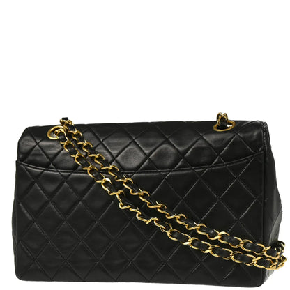 Chanel Black Lambskin Single Flap Shoulder Bag