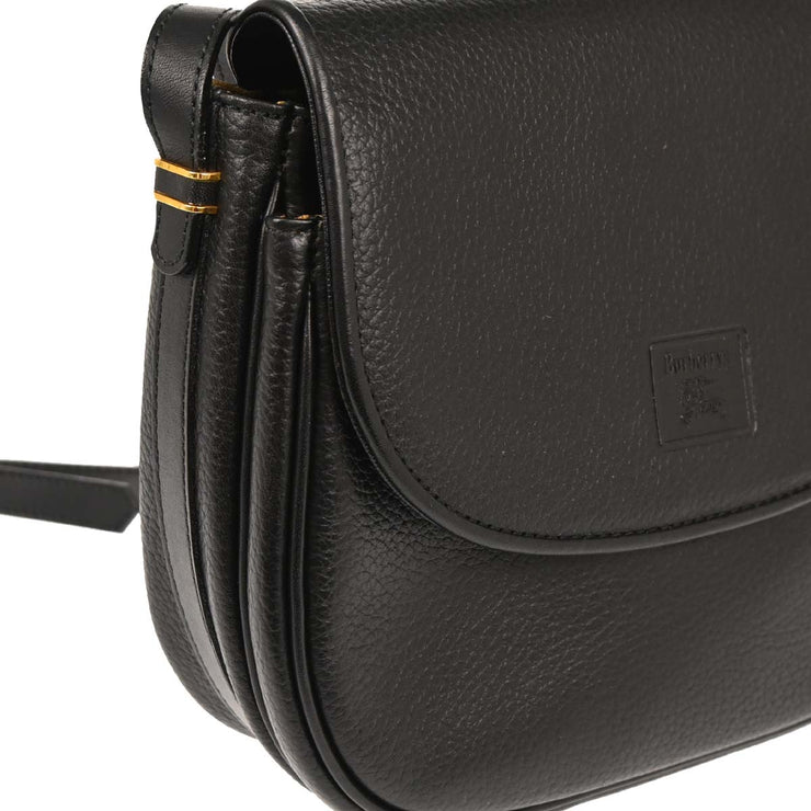 Burberrys Black Leather Crossbody Shoulder Bag