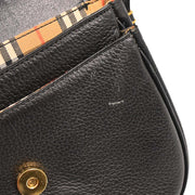 Burberrys Black Leather Crossbody Shoulder Bag