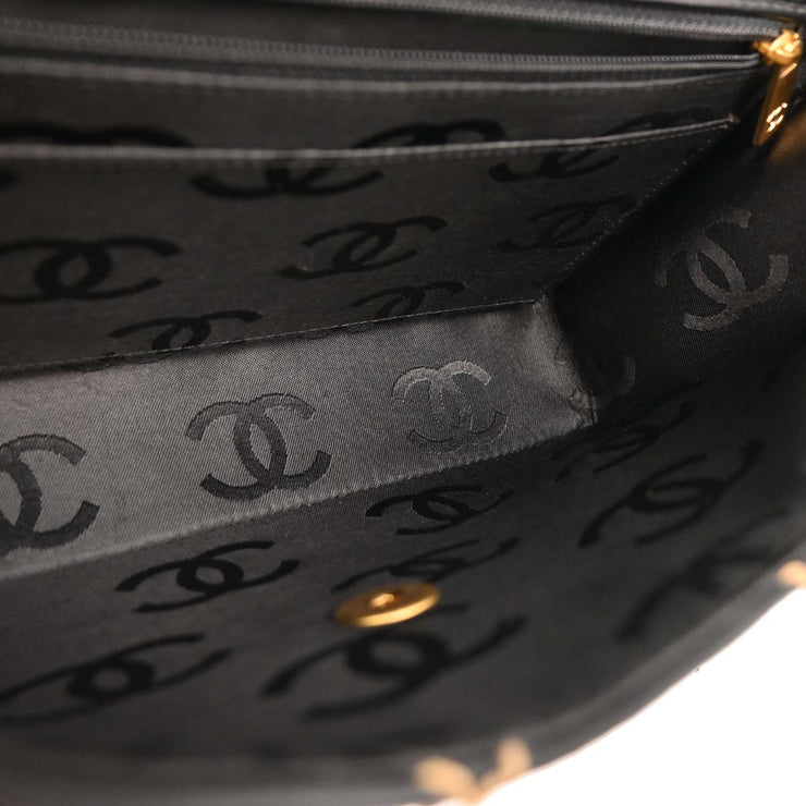 Chanel 2005-2006 Black Calfskin Wild Stitch Straight Flap Shoulder Bag