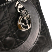 Christian Dior 2001 Black Lambskin  Medium Lady Dior Cannage 2way Shoulder Handbag