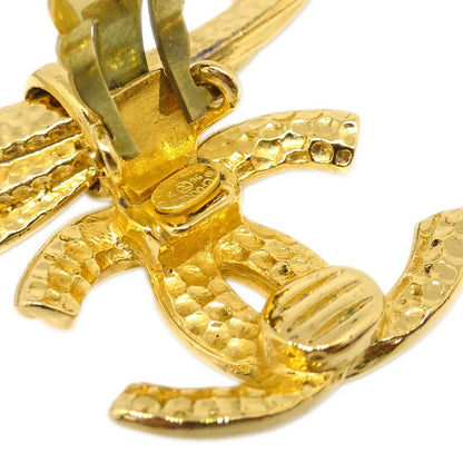 Chanel Dangle Hoop Earrings Clip-On Gold 96P