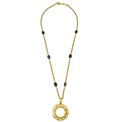 Chanel Loupe Chain Necklace Stone Gold 95A