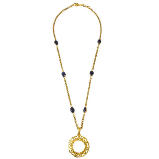 Chanel Loupe Chain Necklace Stone Gold 95A