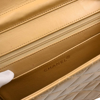 Chanel Beige Lambskin 2way Shoulder Handbag