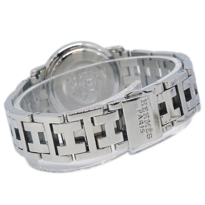 Hermes CL4.231 Clipper Quartz Watch SS Pink Shell Pink Sapphire
