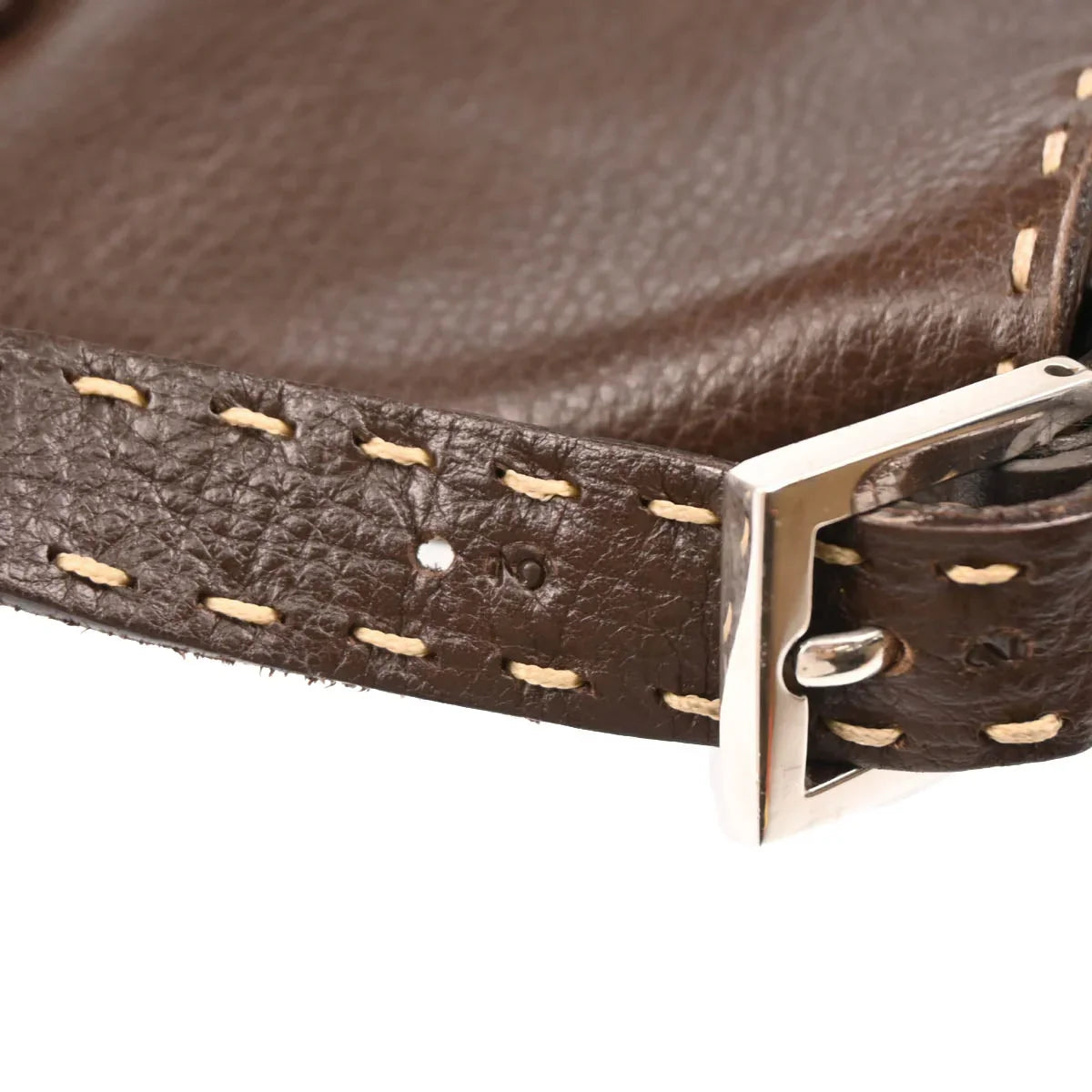 Fendi Brown Leather Stitch Baguette Handbag