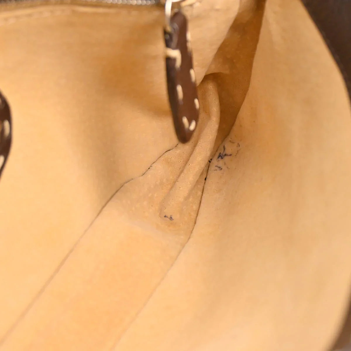 Fendi Brown Leather Stitch Baguette Handbag