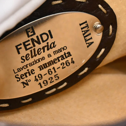 Fendi Brown Leather Stitch Baguette Handbag