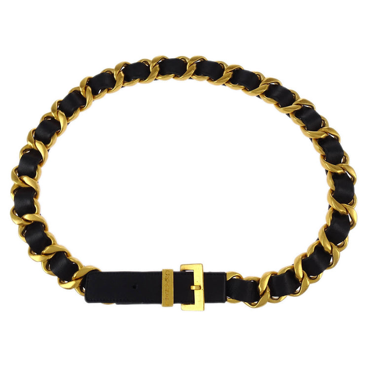 Chanel Buckle Chain Belt Black 96P #70/28