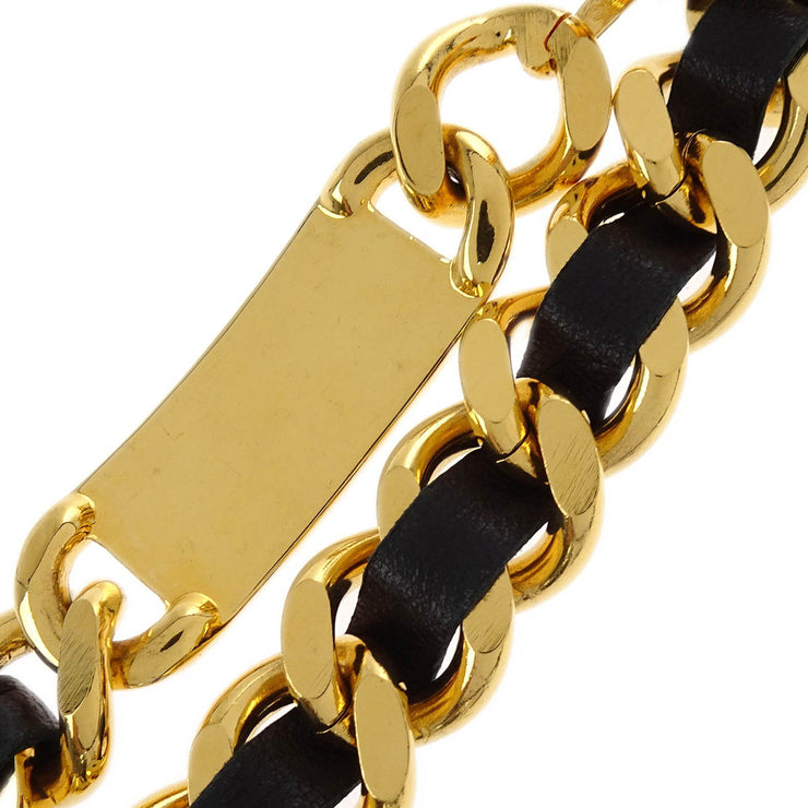 Chanel Gold Black Medallion Chain Belt 96A Small Good