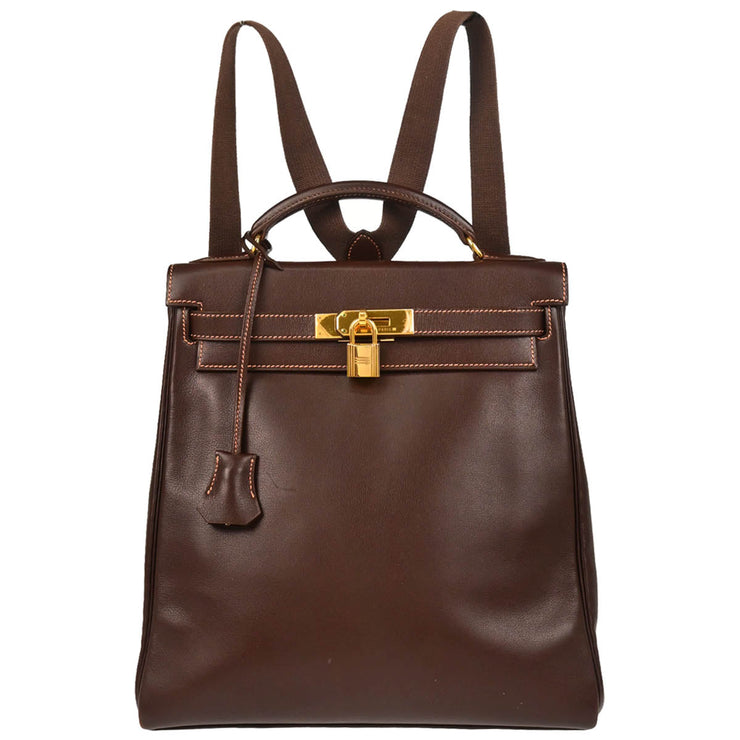 Hermes 1999 Havane Gulliver Kelly A Dos GM Backpack