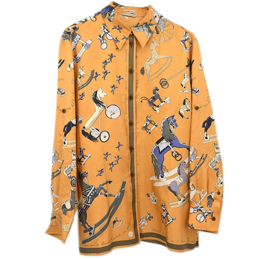 Hermes Shirt Blouse Beige #36