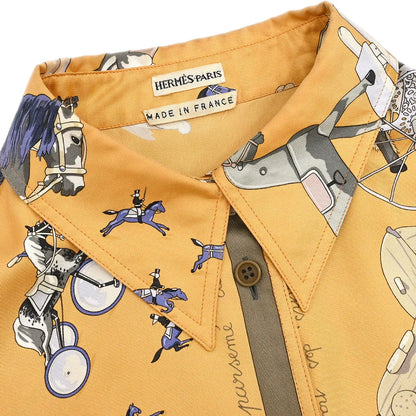 Hermes Shirt Blouse Beige #36
