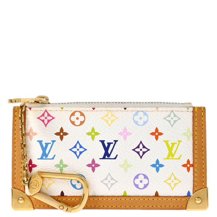 Louis Vuitton 2003 White Multicolor Pochette Cles Coin Purse M92655