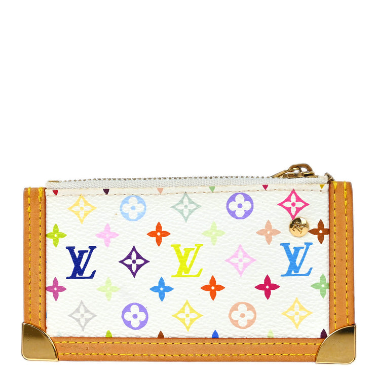 Louis Vuitton 2003 White Multicolor Pochette Cles Coin Purse M92655