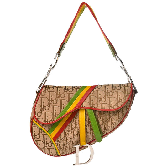 Christian Dior Rasta-Color Trotter Saddle Handbag