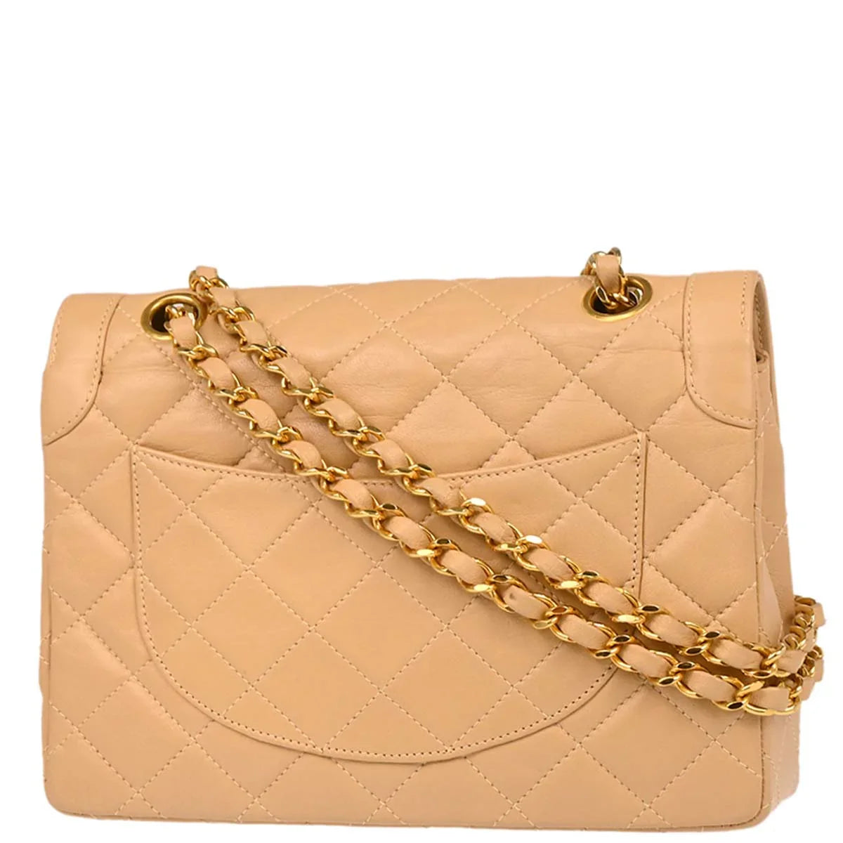 Chanel Beige Lambskin Paris Small Double Flap Shoulder Bag