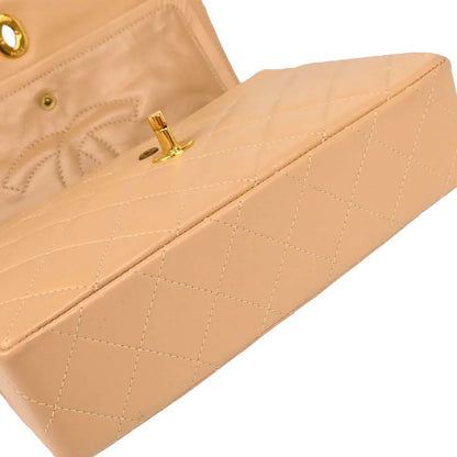 Chanel Beige Lambskin Paris Small Double Flap Shoulder Bag