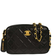 Chanel 1994-1996 Black Lambskin Camera Bag Mini