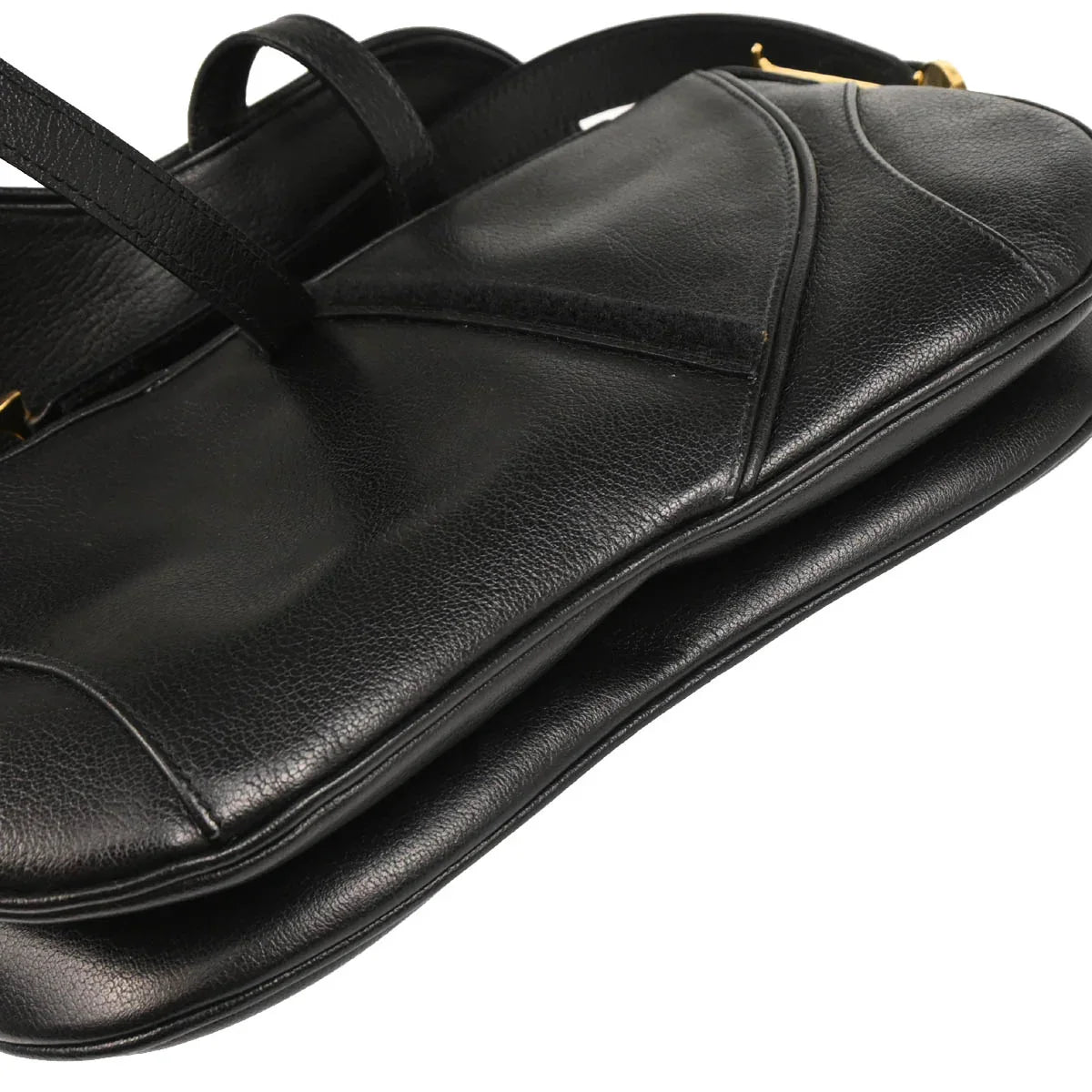Christian Dior Black Leather Double Saddle Handbag