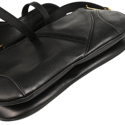 Christian Dior Black Leather Double Saddle Handbag