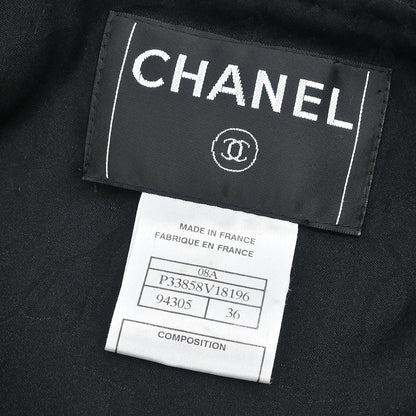 Chanel 2008 Little Black Line Single Breasted Collarless Jacket Black #36