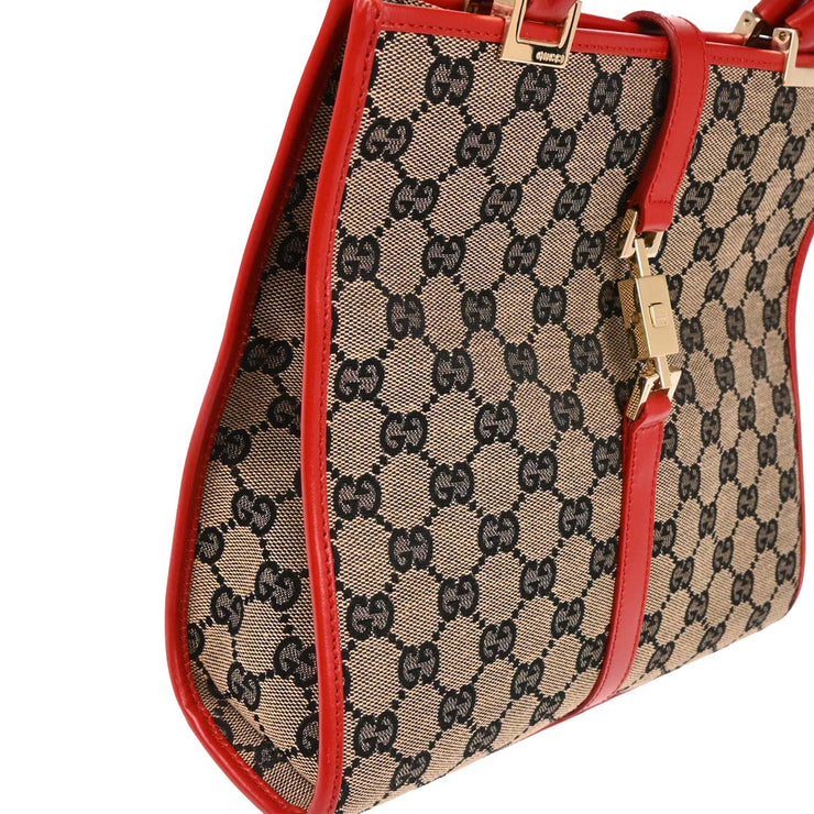 Gucci Red Black Beige GG Jackie Handbag
