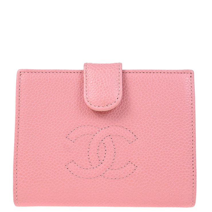 Chanel 2004-2005 Pink Caviar Bifold Wallet Purse
