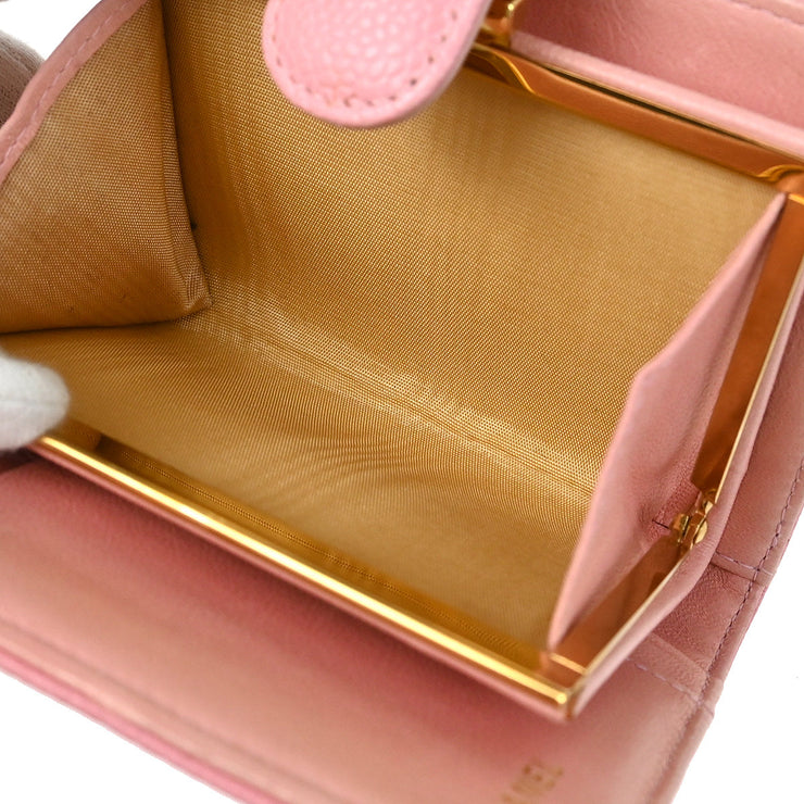Chanel 2004-2005 Pink Caviar Bifold Wallet Purse