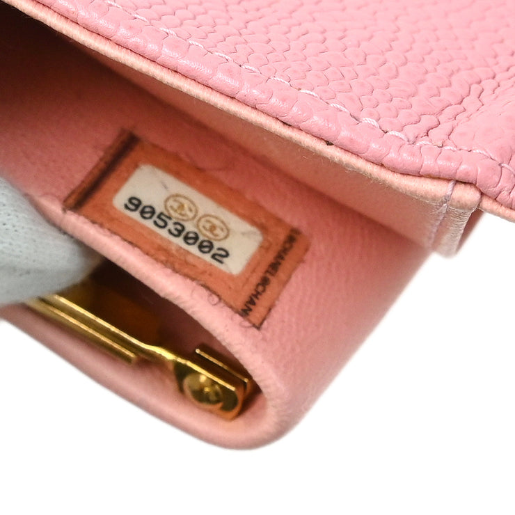 Chanel 2004-2005 Pink Caviar Bifold Wallet Purse