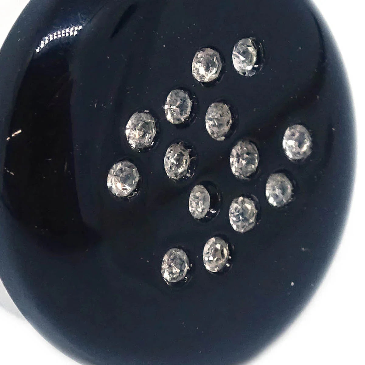 Chanel Button Piercing Earrings Black Rhinestone 00A