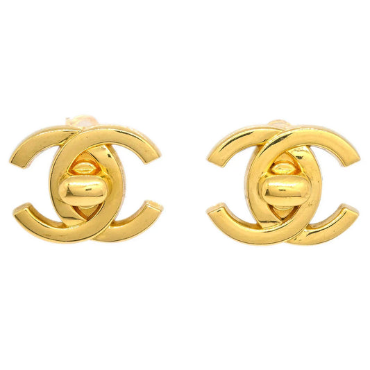 Chanel CC Turnlock Earrings Clip-On Gold Large 96P