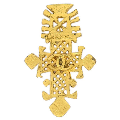 Chanel Cross Brooch Pin Gold 94P