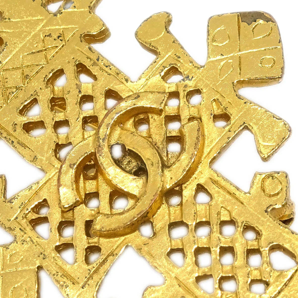Chanel Cross Brooch Pin Gold 94P