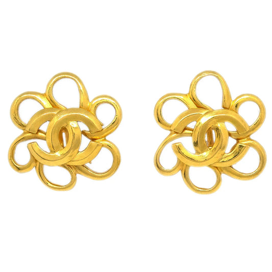 Chanel Flower Earrings Clip-On Gold 96P