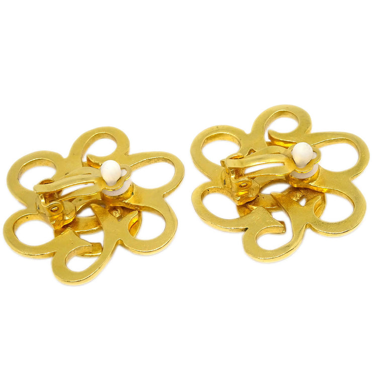 Chanel Flower Earrings Clip-On Gold 96P