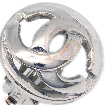 Chanel CC Button Earrings Clip-On Silver 05C
