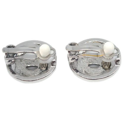 Chanel CC Button Earrings Clip-On Silver 05C